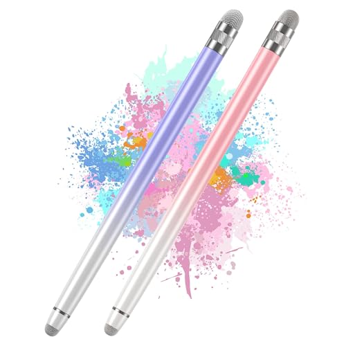 Touchscreen Stift(2 Stück), Handy/Tablet Stift für alle Tablets, 2 in 1 Touch Pen Kompatibel mit alle Smartphone/Tablets/iPhone/iPad/Samsung/Huawei/Xiaomi/Android/IOS. (Lila+Rosa) von Yarrie