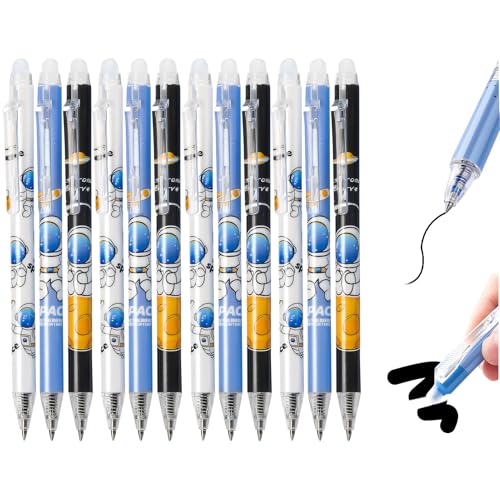 12 Stück Radierbarer Kugelschreiber Stifte Set mit Radiergummi, Radierbare Stifte mit 5 Gelstiftminen, Astronautmuster Schnelltrocknende Gel Kugelschreiber, 0,5mm Radierbarer Tintenroller für Teenager 12 Stück Radierbarer Kugelschreiber Stifte Set mit Radiergummi, Radierbare Stifte mit 5 Gelstiftminen, Astronautmuster Schnelltrocknende Gel Kugelschreiber, 0,5mm Radierbarer Tintenroller für Teenager von Yarteim