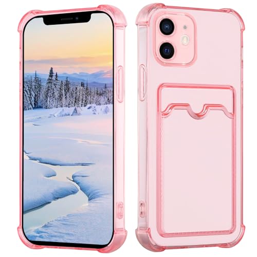Yarxiawin Kompatibel für Apple iPhone 11 Hülle Durchsichtig Aesthetic mit Kartenfach Silikon Case, Handyhülle iPhone 11 Transparent TPU Schutzhülle Dünn Cover Muster (Rosa) von Yarxiawin