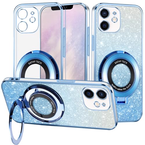 Yarxiawin Kompatibel für Apple iPhone 11 Hülle Silikon Transparent Glitzer Magnetisch Aesthetic, Kompatibel mit Magsafe Handyhülle iPhone 11 Apple mit Ständer Schutzhülle (Blau) von Yarxiawin