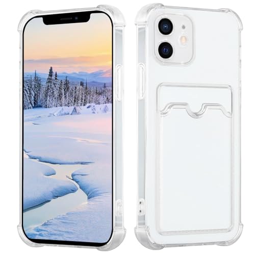 Yarxiawin Kompatibel für Apple iPhone 12 Hülle Durchsichtig Aesthetic mit Kartenfach Silikon Case, Handyhülle iPhone 12 Transparent TPU Schutzhülle Dünn Cover Muster (Clear) von Yarxiawin