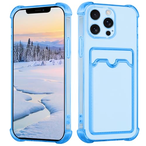 Yarxiawin Kompatibel für Apple iPhone 12 Pro Max Hülle Durchsichtig Aesthetic mit Kartenfach Silikon Case, Handyhülle iPhone 12 Pro Max Transparent TPU Schutzhülle Dünn Cover Muster (Blau) von Yarxiawin