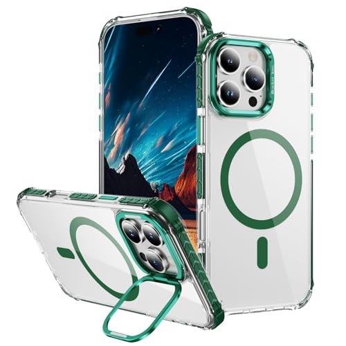 Yarxiawin Kompatibel für Apple iPhone 12 Pro Max Hülle Durchsichtig Silikon Case Aesthetic, Kompatibel mit Magsafe Handyhülle iPhone 12 Pro Max Transparent mit Ständer Schutzhülle Mode (Grün) von Yarxiawin