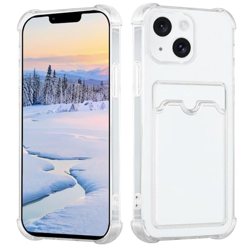 Yarxiawin Kompatibel für Apple iPhone 13 Hülle Durchsichtig Aesthetic mit Kartenfach Silikon Case, Handyhülle iPhone 13 Transparent TPU Schutzhülle Dünn Cover Muster (Clear) von Yarxiawin