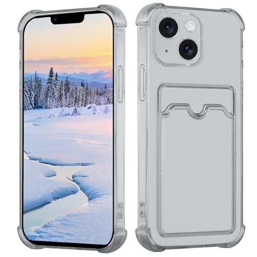 Yarxiawin Kompatibel für Apple iPhone 13 Hülle Durchsichtig Aesthetic mit Kartenfach Silikon Case, Handyhülle iPhone 13 Transparent TPU Schutzhülle Dünn Cover Muster (Grau) von Yarxiawin