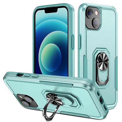 Yarxiawin Kompatibel für Apple iPhone 15 Hülle Silikon Ringhalter Magnet Aesthetic Magnetisch, Handyhülle iPhone 15 mit Ständer Case Schutzhülle 360 Grad Ring Rotatable (Grün) von Yarxiawin