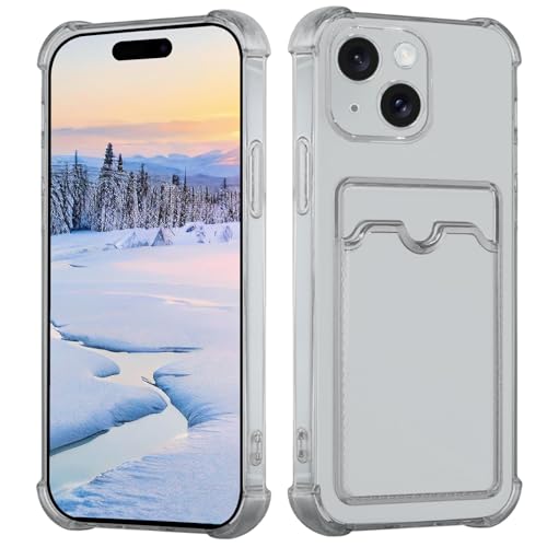 Yarxiawin Kompatibel für Apple iPhone 15 Plus Hülle Durchsichtig Aesthetic mit Kartenfach Silikon Case, Handyhülle iPhone 15 Plus Transparent TPU Schutzhülle Dünn Cover Muster (Grau) von Yarxiawin