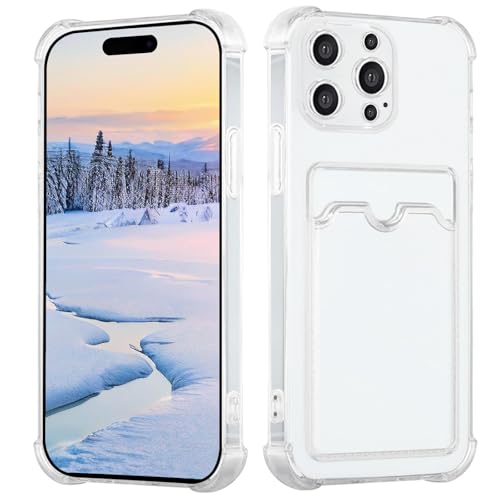 Yarxiawin Kompatibel für Apple iPhone 15 Pro Max Hülle Durchsichtig Aesthetic mit Kartenfach Silikon Case, Handyhülle iPhone 15 Pro Max Transparent TPU Schutzhülle Dünn Cover Muster (Clear) von Yarxiawin