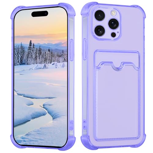 Yarxiawin Kompatibel für Apple iPhone 16 Pro Hülle Durchsichtig Aesthetic mit Kartenfach Silikon Case, Handyhülle iPhone 16 Pro Transparent TPU Schutzhülle Dünn Cover Muster (Violet) von Yarxiawin