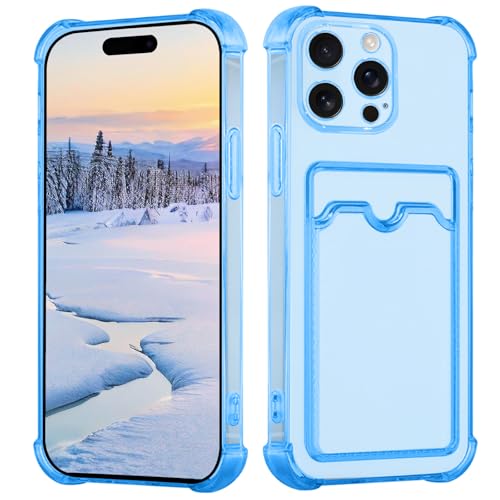 Yarxiawin Kompatibel für Apple iPhone 16 Pro Max Hülle Durchsichtig Aesthetic mit Kartenfach Silikon Case, Handyhülle iPhone 16 Pro Max Transparent TPU Schutzhülle Dünn Cover Muster (Blau) von Yarxiawin