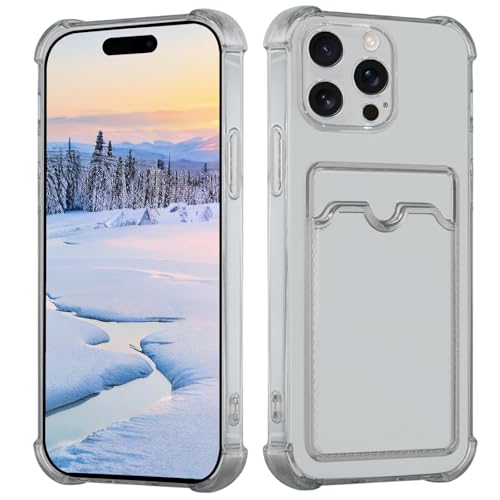 Yarxiawin Kompatibel für Apple iPhone 16 Pro Max Hülle Durchsichtig Aesthetic mit Kartenfach Silikon Case, Handyhülle iPhone 16 Pro Max Transparent TPU Schutzhülle Dünn Cover Muster (Grau) von Yarxiawin