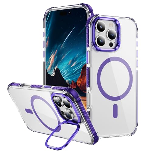 Yarxiawin Kompatibel für Apple iPhone 16 Pro Max Hülle Durchsichtig Silikon Case Aesthetic, Kompatibel mit Magsafe Handyhülle iPhone 16 Pro Max Transparent mit Ständer Schutzhülle Mode (Lila) von Yarxiawin