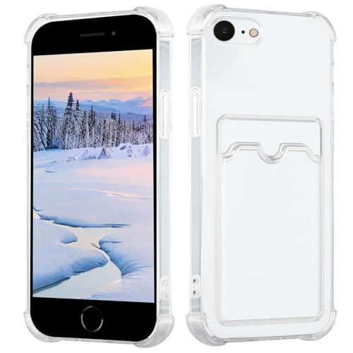 Yarxiawin Kompatibel für Apple iPhone 8 Hülle Durchsichtig Aesthetic mit Kartenfach Silikon Case, Handyhülle iPhone 8 Transparent TPU Schutzhülle Dünn Cover Muster (Clear) von Yarxiawin
