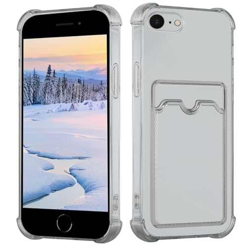 Yarxiawin Kompatibel für Apple iPhone 8 Hülle Durchsichtig Aesthetic mit Kartenfach Silikon Case, Handyhülle iPhone 8 Transparent TPU Schutzhülle Dünn Cover Muster (Grau) von Yarxiawin