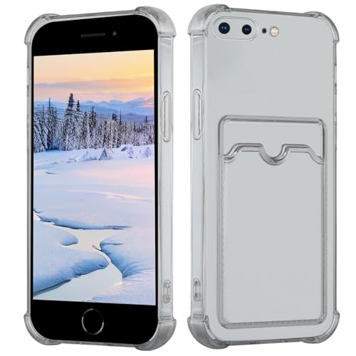 Yarxiawin Kompatibel für Apple iPhone 8 Plus Hülle Durchsichtig Aesthetic mit Kartenfach Silikon Case, Handyhülle iPhone 8 Plus Transparent TPU Schutzhülle Dünn Cover Muster (Grau) von Yarxiawin