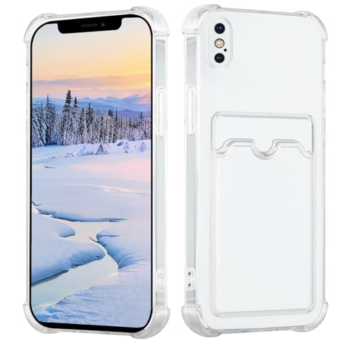 Yarxiawin Kompatibel für Apple iPhone X Hülle Durchsichtig Aesthetic mit Kartenfach Silikon Case, Handyhülle iPhone X Transparent TPU Schutzhülle Dünn Cover Muster (Clear) von Yarxiawin