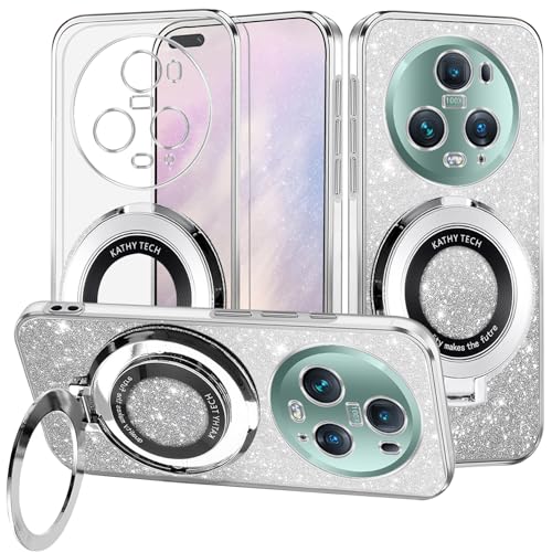 Yarxiawin Kompatibel für Honor Magic 5 Pro 5G Hülle Silikon Transparent Glitzer Magnetisch Aesthetic, Kompatibel mit Magsafe Handyhülle Honor Magic 5 Pro mit Ständer Schutzhülle Cover (Silbrig) von Yarxiawin