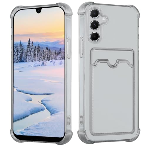 Yarxiawin Kompatibel für Samsung Galaxy A05s Hülle Durchsichtig Aesthetic mit Kartenfach Silikon Case, Handyhülle Samsung A05s Transparent TPU Schutzhülle Dünn Cover Muster (Grau) von Yarxiawin