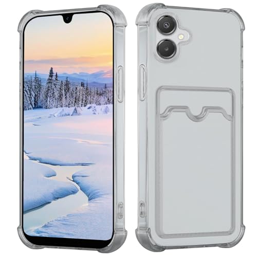 Yarxiawin Kompatibel für Samsung Galaxy A06 Hülle Durchsichtig Aesthetic mit Kartenfach Silikon Case, Handyhülle Samsung A06 Transparent TPU Schutzhülle Dünn Cover Muster (Grau) von Yarxiawin