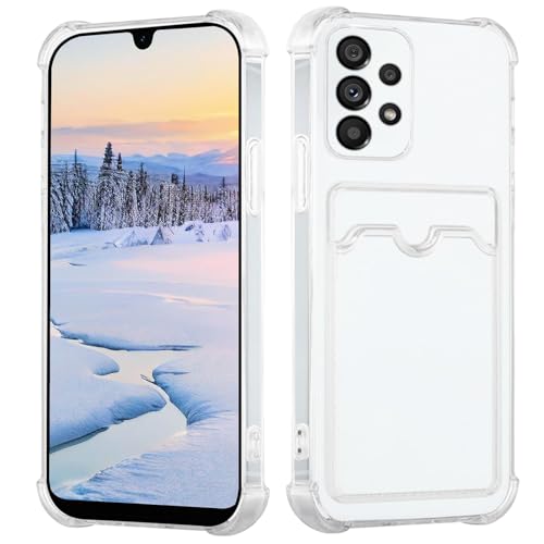 Yarxiawin Kompatibel für Samsung Galaxy A32 Hülle Durchsichtig Aesthetic mit Kartenfach Silikon Case, Handyhülle Samsung A32 5G Transparent TPU Schutzhülle Dünn Cover Muster (Clear) von Yarxiawin
