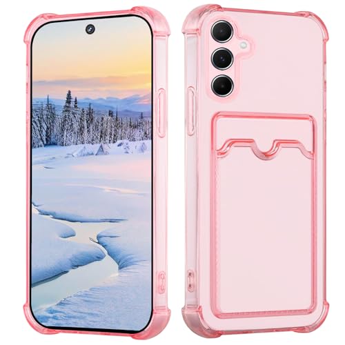 Yarxiawin Kompatibel für Samsung Galaxy A36 Hülle Durchsichtig Aesthetic mit Kartenfach Silikon Case, Handyhülle Samsung A36 5G Transparent TPU Schutzhülle Dünn Cover Muster (Rosa) von Yarxiawin