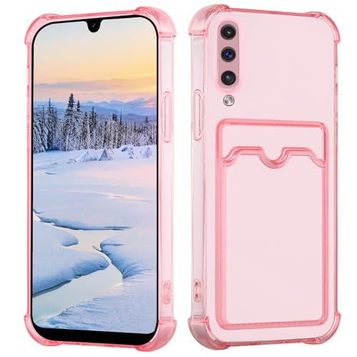 Yarxiawin Kompatibel für Samsung Galaxy A50 Hülle Durchsichtig Aesthetic mit Kartenfach Silikon Case, Handyhülle Samsung A50 Transparent TPU Schutzhülle Dünn Cover Muster (Rosa) von Yarxiawin