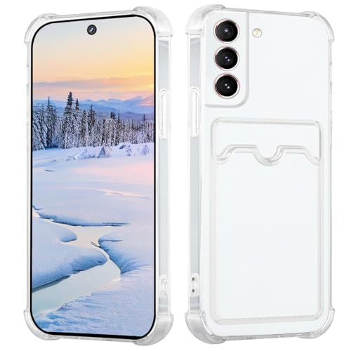 Yarxiawin Kompatibel für Samsung Galaxy S21 FE Hülle Durchsichtig Aesthetic mit Kartenfach Silikon Case, Handyhülle Samsung S21 FE 5G Transparent TPU Schutzhülle Dünn Cover Muster (Clear) von Yarxiawin