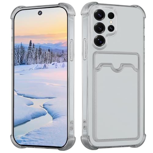 Yarxiawin Kompatibel für Samsung Galaxy S25 Ultra Hülle Durchsichtig Aesthetic mit Kartenfach Silikon Case, Handyhülle Samsung S25 Ultra 5G Transparent TPU Schutzhülle Dünn Cover Muster (Grau) von Yarxiawin
