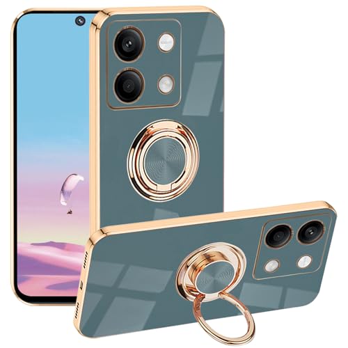 Yarxiawin Kompatibel für Xiaomi Redmi Note 13 5G hülle Silikon Case Ring Magnet Aesthetic, Handyhülle Redmi Note 13 mit Ständer Cover Schutzhülle Magnetisch Rotatable Stoßfest (Grau) von Yarxiawin