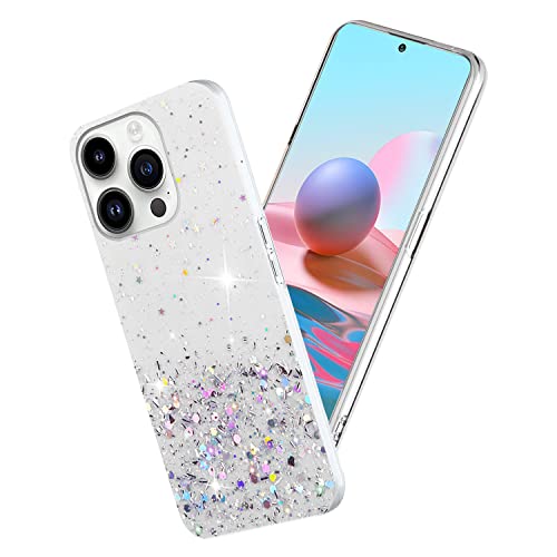 Yarxiawin Kompatibel mit Apple iPhone 16 Pro Hülle Transparent Glitzer Aesthetic Muster, HandyHülle iPhone 16 Pro Silikon Hülle Durchsichtig SchutzHülle Glitzer Clear Case (Clear) von Yarxiawin