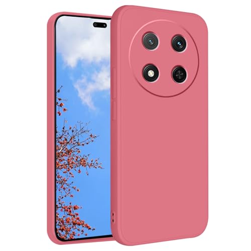 Yarxiawin Kompatibel mit Honor Magic 7 Lite 5G Hülle Silikon Case Weiche Aesthetic Muster, Handyhülle Honor Magic 7 Lite Silikonhülle Dünn Stoßfeste Schutzhülle Komplettschutz Cover (Camellia rot) von Yarxiawin