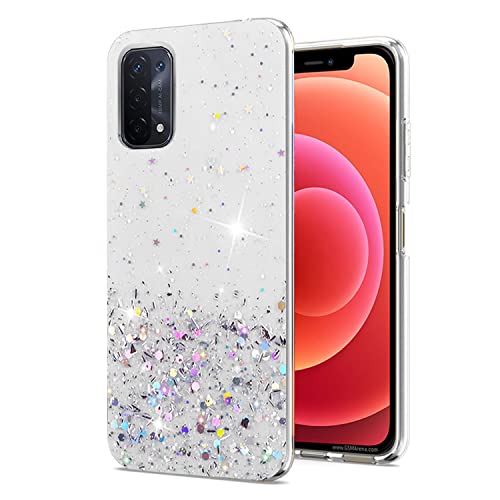 Yarxiawin Kompatibel mit Oppo A74 5G Hülle Transparent Glitzer, Bling Handyhülle Oppo A74 5G Silikon Hülle Durchsichtig Dünn Cover, Schutzhülle Oppo A74 5G Hülle Glitzer Clear Case (Clear) von Yarxiawin