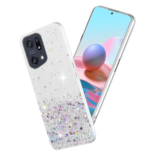 Yarxiawin Kompatibel mit Oppo Find X5 Pro 5G hülle Transparent Glitzer Aesthetic Muster, Handyhülle Oppo Find X5 Pro Silikon Hülle Durchsichtig, Schutzhülle Oppo Find X5 Pro Clear Case (Clear) von Yarxiawin