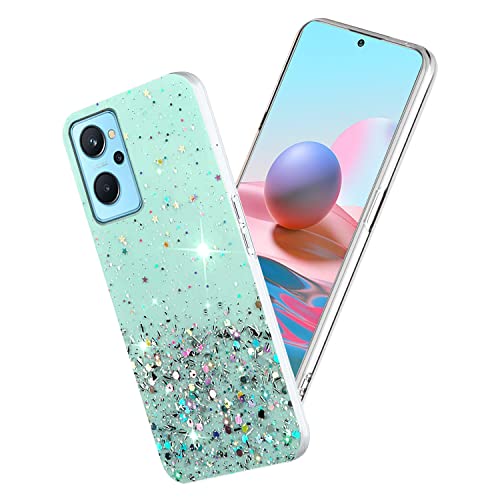 Yarxiawin Kompatibel mit Realme 9i hülle Transparent Glitzer Aesthetic Muster, Handyhülle Realme 9i 4G Silikon Durchsichtig Dünn Cover, Schutzhülle Realme 9i Clear Case Silikonhülle (Grün) von Yarxiawin