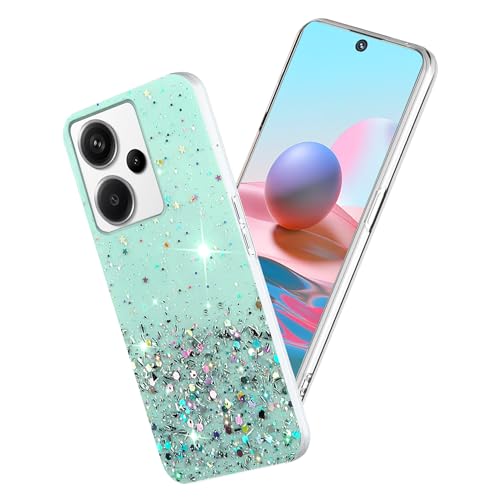 Yarxiawin Kompatibel mit Redmi Note 13 Pro Plus 5G hülle Transparent Glitzer Aesthetic Muster, Handyhülle Redmi Note 13 Pro Plus Silikon Hülle Durchsichtig Schutzhülle Glitzer Clear Case (Grün) von Yarxiawin