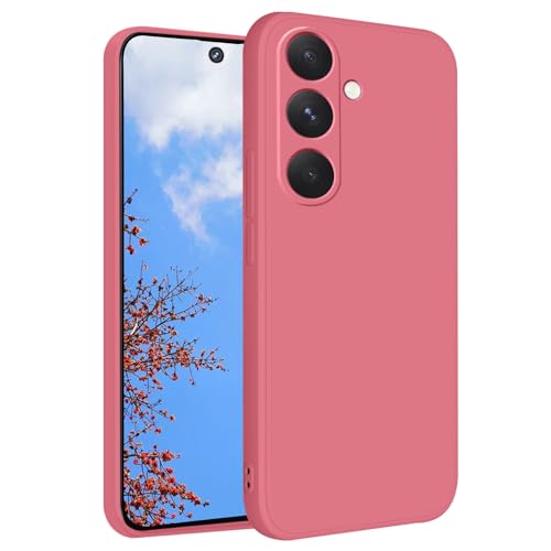 Yarxiawin Kompatibel mit Samsung Galaxy S25 Plus 5G hülle Silikon Case Weiche Aesthetic, Handyhülle Samsung S25 Plus Silikonhülle Dünn Stoßfeste Schutzhülle Komplettschutz Cover (Camellia rot) von Yarxiawin