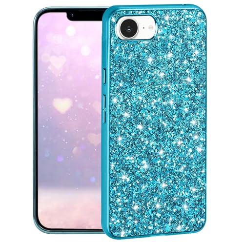 Yarxiawin Kompatibel mit Schutzhülle iPhone 16e Glitzer Glamour Rosa, Schutzhülle für iPhone 16e Hülle Glitzer Glitzer Silikon Anti-Fingerabdruck Dünn (Blau) von Yarxiawin