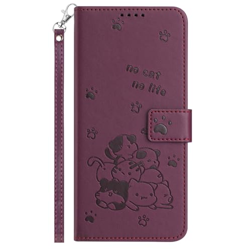 Yarxiawin Schutzhülle für iPhone 16e mit Kartenhalter, Blau, Klapphülle aus weichem TPU-Leder, für iPhone 16e, Brieftasche, niedlicher Katzen-Look mit Riemen, Schlüsselband, stoßfest, Clare) von Yarxiawin