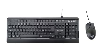 Yashi Exklusives Set aus Tastatur und Maus mit Kabel - Schwarz (MY539) von Yashi