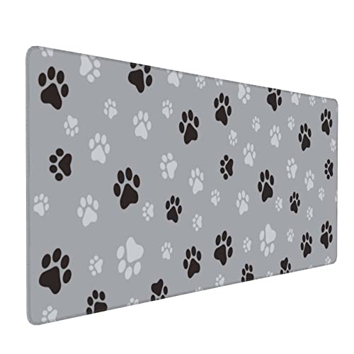 Schreibtischunterlage mit niedlichen, grauen Hundepfoten, erweitertes Gaming-Mauspad, groß, wasserdichtes Schreibtischunterlage für Computer/Laptop/Arbeit/Büro/Zuhause, 80x39.9 cm von Yashilaiya