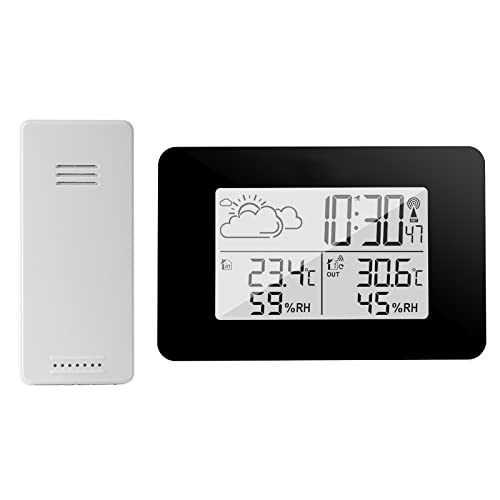 eMylo Wetterstation Funk mit Außensensor,Digital Hintergrundbeleuchtung Multifunktionale Funkwetterstation mit Thermometer Hygrometer Innen und Außen LCD Display,Wettervorhersage und inkl Wecker eMylo Wetterstation Funk mit Außensensor,Digital Hintergrundbeleuchtung Multifunktionale Funkwetterstation mit Thermometer Hygrometer Innen und Außen LCD Display,Wettervorhersage und inkl Wecker von Yasorn
