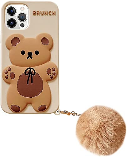 Yatchen Apply to iPhone 14 Pro Case Kawaii Phone Cases,Cute Cartoon Bear Phone Case with Keychain Teddy Bear Phone Case 3DSoft Silicone Shockproof Protective Case for iPhone 14 Pro Women Girls von Yatchen