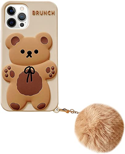 Yatchen Apply to iPhone 15 Pro Case Kawaii Phone Cases,Cute Cartoon Bear Phone Case with Keychain Teddy Bear Phone Case 3D Soft Silicone Shockproof Protective Case for iPhone 15 Pro Women Girls von Yatchen