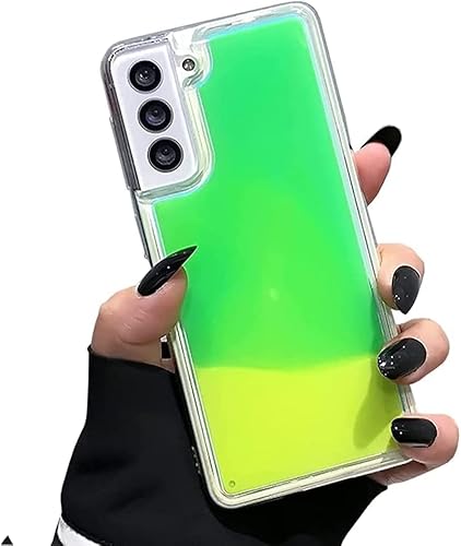 Yatchen Flüssig fluoreszierende Schutzhülle für Samsung Galaxy S24 Ultra, luxuriös, lustig, leuchtet in der Dunkelheit, Treibsand, transparent, weiche TPU-Rückseite, leuchtend stoßfest, Grün (Galaxy von Yatchen