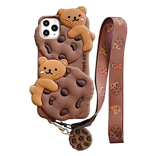 Yatchen Cookie Bear Hülle für iPhone 12 Mini, Kawaii-Handy, niedliche Hülle mit Band, Umhängeband, 3D-Cartoon-Bär, lustig, für Frauen und Mädchen, weiches Silikon Schutzhülle für iPhone 12 Mini Yatchen Cookie Bear Hülle für iPhone 12 Mini, Kawaii-Handy, niedliche Hülle mit Band, Umhängeband, 3D-Cartoon-Bär, lustig, für Frauen und Mädchen, weiches Silikon Schutzhülle für iPhone 12 Mini von Yatchen