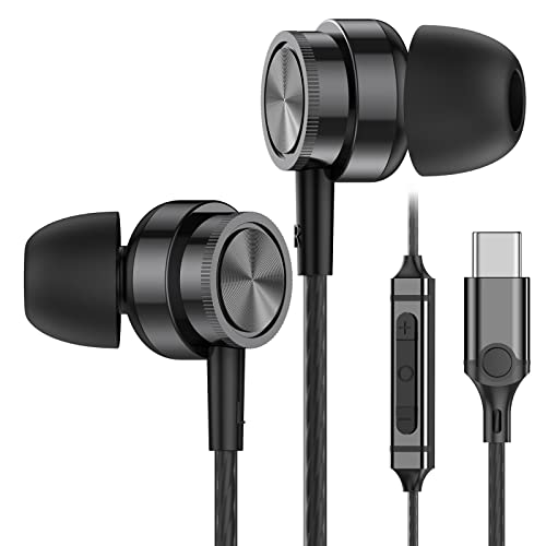 USB C Kopfhörer, Kopfhörer mit Kabel Type-C for Samsung Galaxy S24 Ultra S23 S22 FE A55 A54 und iPhone 16 15, Stereo Kopfhörer USB-C Anschluss für ipad Pro 2022/202, Pixel 8/7 Tablets Laptops und usw von Yatloml