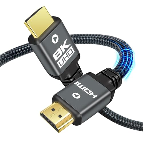 Yauhody 8K HDMI 2.1 Kabel 0.6m, 48Gbps Ultra High Speed Nylon Geflecht HDMI Kabel Kurz, Real 8K@60Hz, 10K, 4K@144Hz, 4K@120Hz, eARC, HDCP 2.2 & 2.3, Dynamic HDR, 3D für Monitor, PS5, PC, TV, X-box von Yauhody