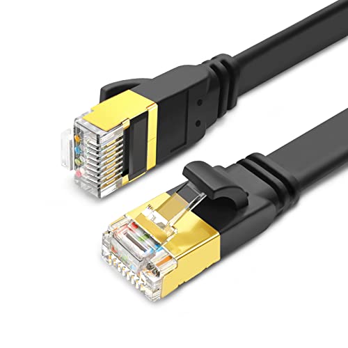 Yauhody Lan Kabel 3m Cat 8 2Stück, S/FTP Netzwerkkabel Flach 40Gbps 2000MHz Ethernet Kabel Doppelte Abschirmung, Gigabit Internet Cable RJ45 Patchkabel für PS5, Router, Modem, PC, Switch (Schwarz) von Yauhody