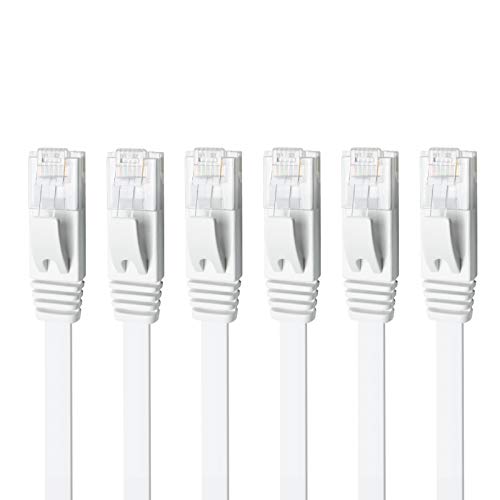 Yauhody Lan Kabel 1.5m 6Stück, 1000Mbit/s Cat 6 Netzwerkkabel Flach Gigabit Ethernet Kabel RJ45 Patchkabel Internetkabel, Blankes Kupfer Snagless RJ45-Anschluss fürPS5, Modem, Router, PC, TV (Weiß) von Yauhody