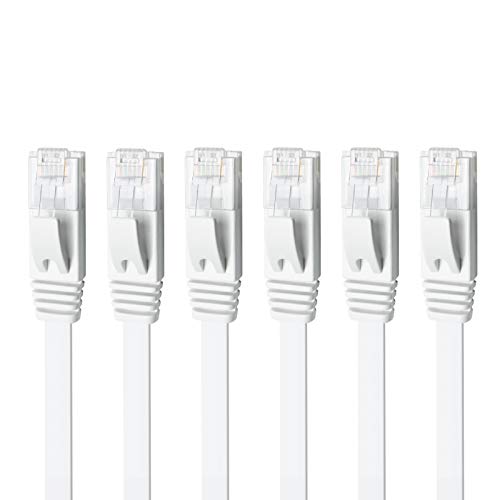 Yauhody Cat 6 Ethernet Kabel 4.5m, 6Stück Lan Kabel Flach, 1000Mbit/s Netzwerkkabel Patchkabel RJ45-Anschluss für Gigabit Internet, Modem, Router, PS5, Switch, schneller als Cat5/Cat5e (Weiß) von Yauhody